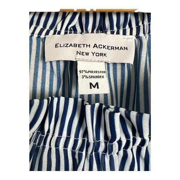 Elizabeth Ackerman Womens Blouse Shirt Top M Medium Striped Of the shoulder - Picture 3 of 4